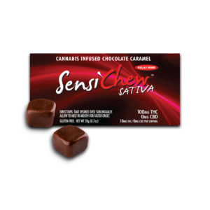 Sensi Chew Sativa – 100mg THC Chocolate Caramel for Daytime Pain and Stress Relief