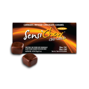 Sensi Chew CBD Gold 1:1 – CBD and THC Chocolate Caramel for Maximum Pain Relief